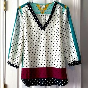 ICE Blouse Women's Size‎ M Multicolor Polka Dot Stylish Top 100% Polyester